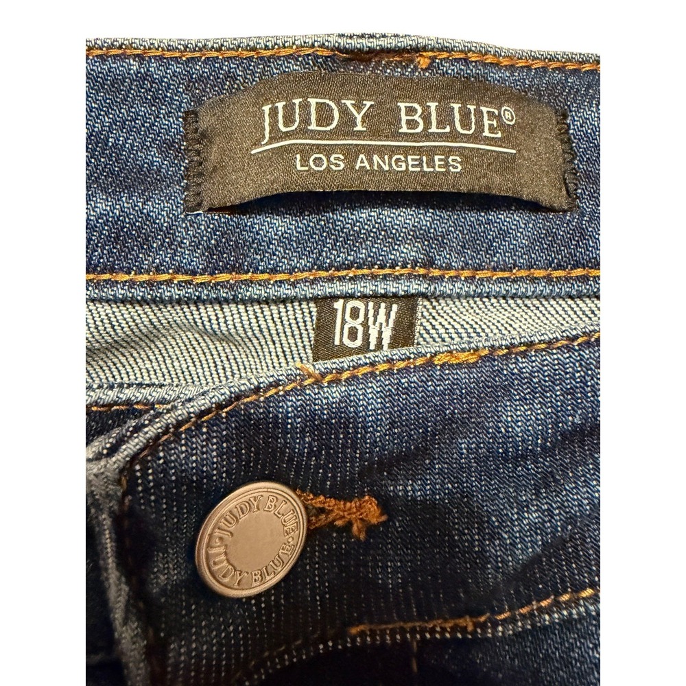 Judy Blue Wide Leg Cargo Jeans Womens 18W Med Wash Solid Stretch Utility Denim - Picture 6 of 14